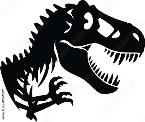 Fearsome Tyrannosaurus Rex Silhouette Illustration Black Vector Design Depicting Prehistoric Predator for Paleontology and Dinosaur Enthusiasts