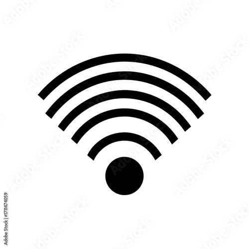 Black wifi signal icon on a white background on transparent background