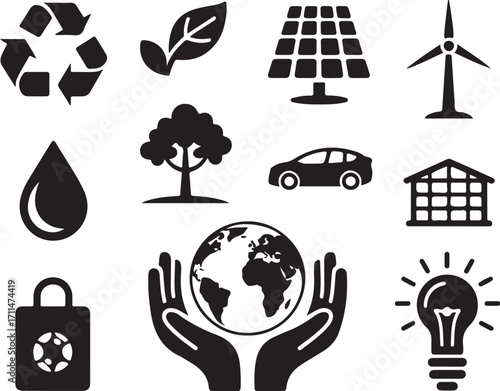 Protect our planet's future with green energy icons