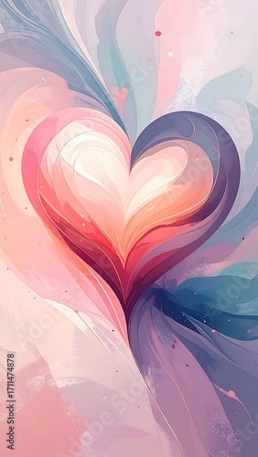 Abstract heart design with swirling colors