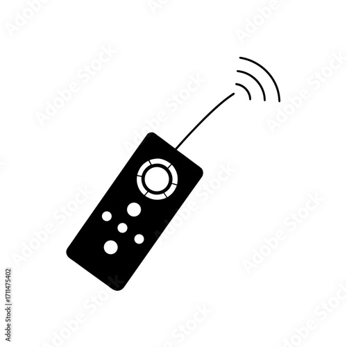 Remote control with signals in black color on transparent background