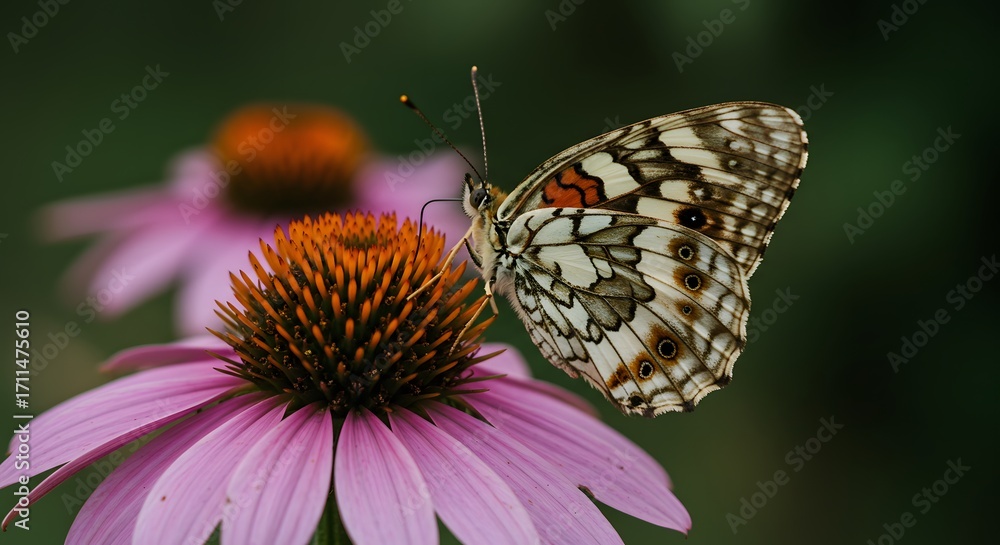 Fototapeta premium Butterfly on purple flower