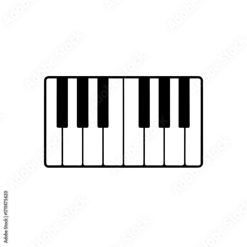 Illustration of a piano keyboard with keys on transparent background