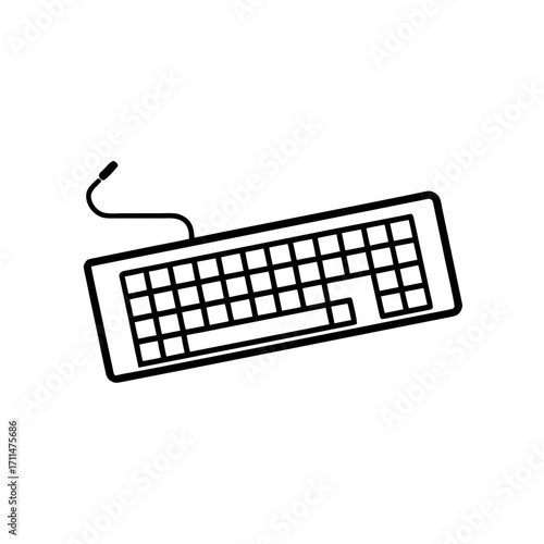 Outline drawing of a computer keyboard tool on transparent background