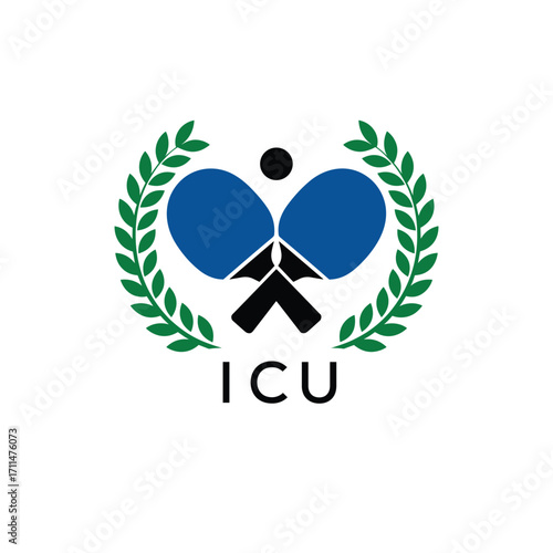 ICU Table Tennis Company logo. ICU Ping Pong Sports paddle logo design for entrepreneur and business. ICU Branding Design best icon.

