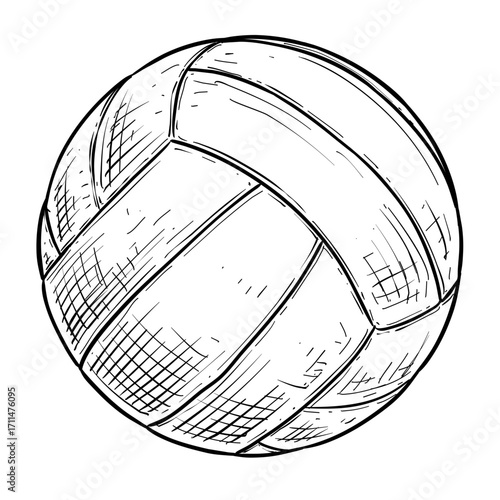 volleyball ball vector line art hand drawn illustration