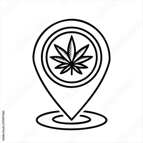 Minimalist black and white location pin icon simple outline symbol for navigation and geo-location