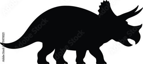Triceratops Silhouette Vector Illustration Black Design: A Prehistoric Dinosaur in Outline Form for Educational and Creative Projects and Graphic Use