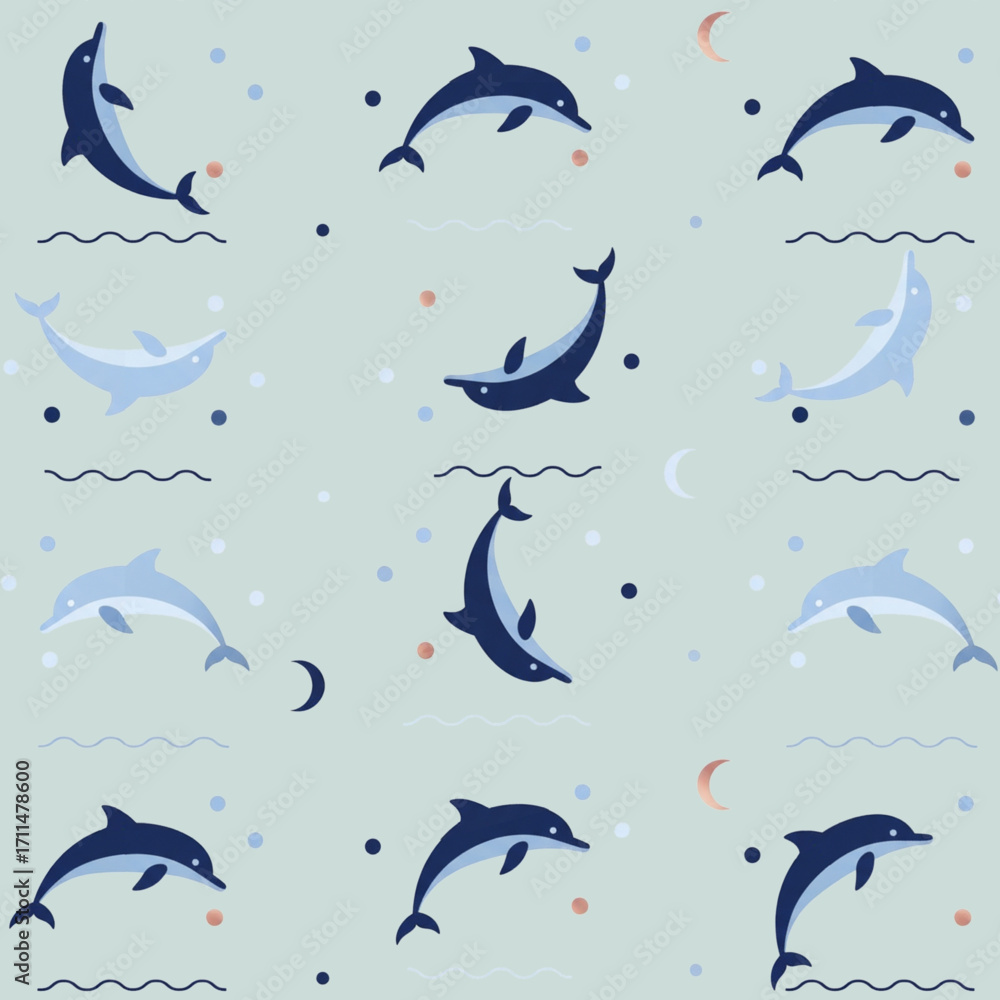 Fototapeta premium seamless pattern with dolphins