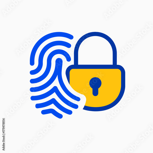 A digital illustration shows a fingerprint paired with a padlock, symbolizing biometric security and emphasizing the importance of data privacy in modern technology.