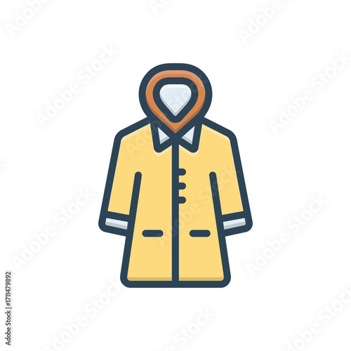 Color illustration icon for raincoat