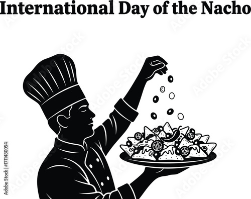 Chef is preparing nachos to celebrate international day of the nacho traditional mexican food with cheese