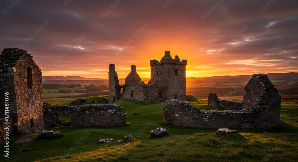 Obraz premium Ruined castle sunrise