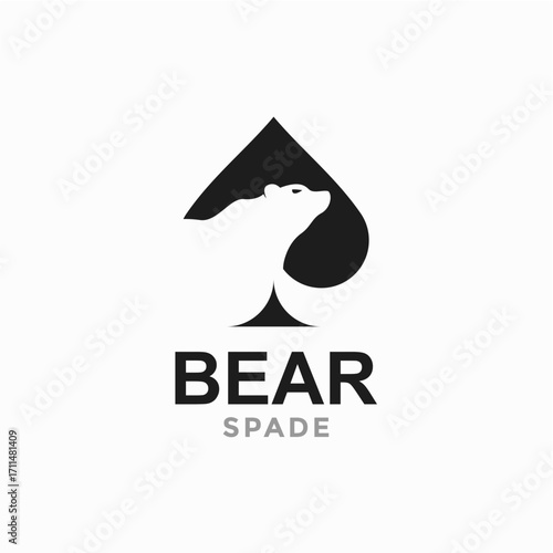 bear and spade in negative space logo