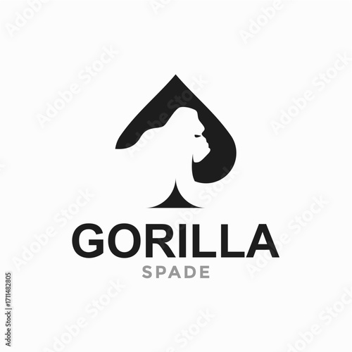 gorilla and spade in negative space logo