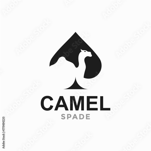 camel and spade in negative space logo