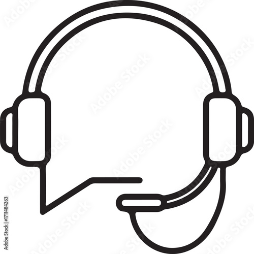 customer support, call center, communication icon, help desk, headset icon, speech bubble, tech support, teamwork, service agent, minimal icon, black and white, interaction