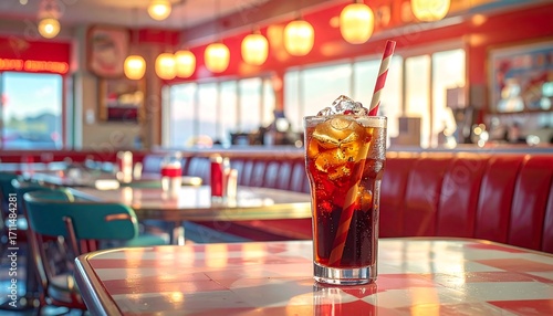 Retro diner glass drink ice