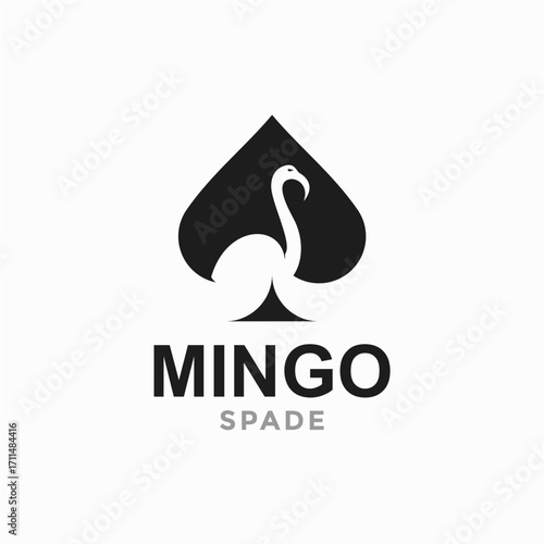flamingo and spade in negative space logo