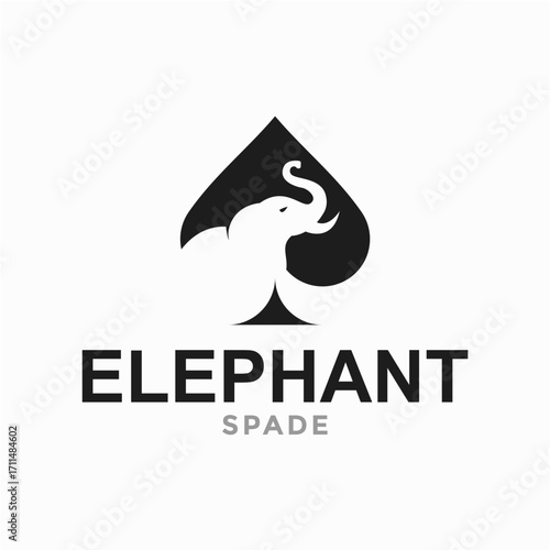 elephant and spade in negative space logo