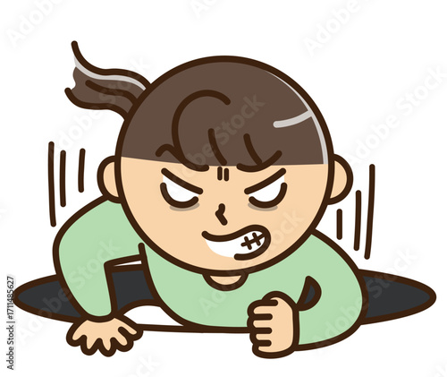 穴から這い上がる女性