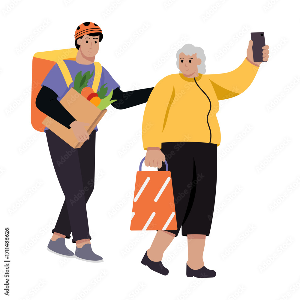 Fototapeta premium Flat style illustration showing an emergency rescue service 