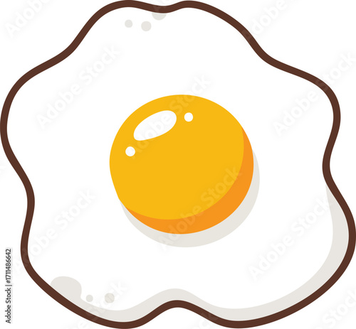 Image of a fried egg, with a runny yolk, on a white background.