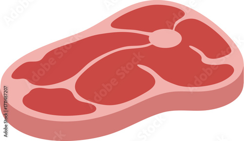 A raw, marbled beef steak with visible fat marbling, ready for cooking.