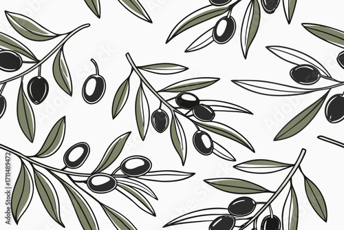 olive branch seamless pattern