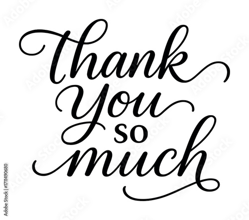 Elegant thank you so much handwritten calligraphy design