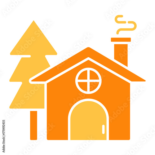 Cozy Cabin Flat Color Icon Vector Illustration