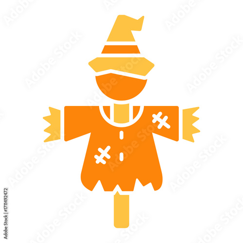 Scarecrow Flat Color Icon Vector Illustration
