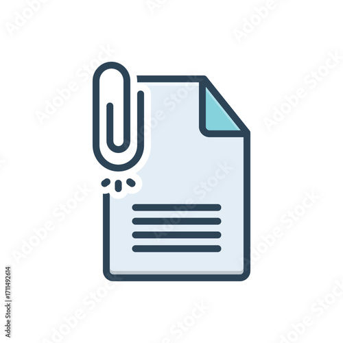 Color illustration icon for paper clip