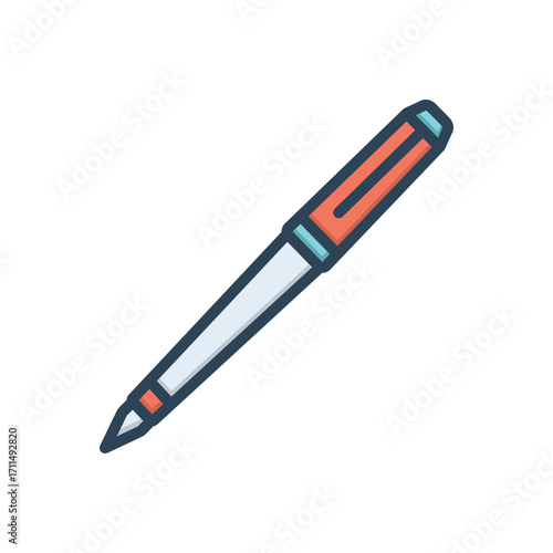 Color illustration icon for pen