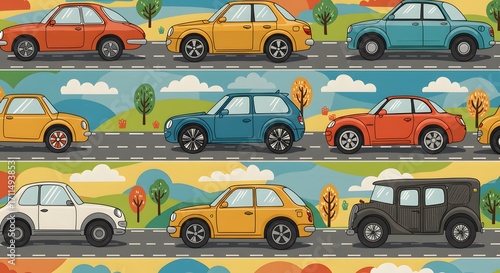 Cars on road pattern