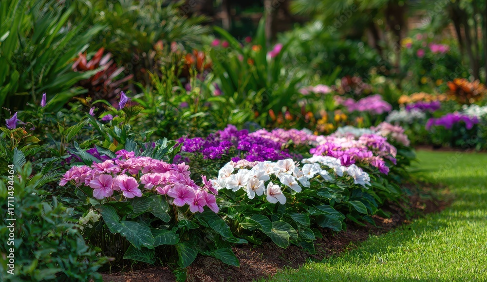 Obraz premium Vibrant flowerbeds bursting with color