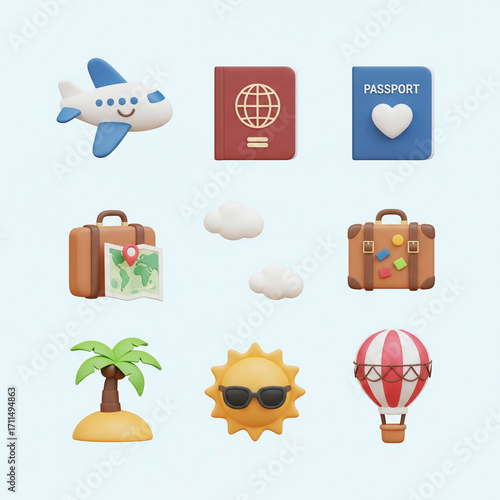 set of travel icons