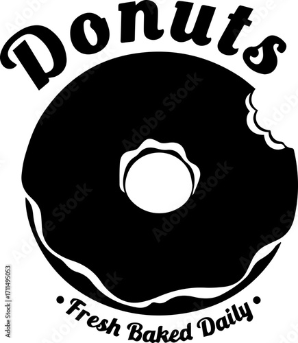 Deliciously tempting donut with bite mark, ready for your bakery or cafe branding needs.