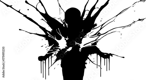 Dynamic abstract silhouette bursts with vibrant energy, perfect for modern art and bold design concepts