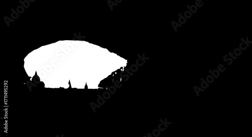 Majestic polar bear silhouette against a stark, icy landscape conveying resilience and survival