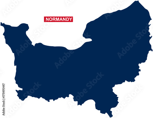 Solid state map of Normandy of France in national colors