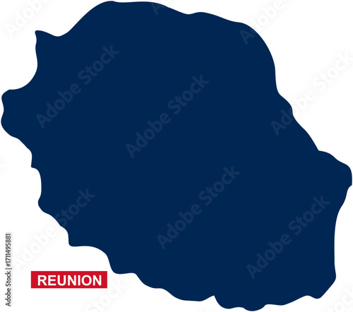 Solid state map of Reunion of France in national colors