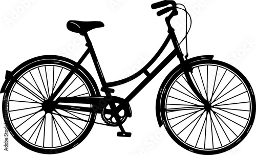 Classic black bicycle silhouette ready for urban exploration and eco-friendly travel adventures