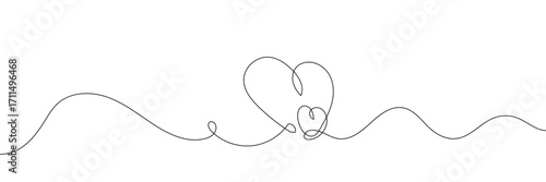Heart hand drawn. Heart continuous line drawing. Single contour heart for love design. Single sketch heart. Symbol love. Simplicity sign isolated on white background. Vector illustration EPS1
