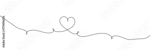 Heart hand drawn. Heart continuous line drawing. Single contour heart for love design. Single lineart sketch heart. Symbol love. Simplicity sign isolated on white background. Vector illustration EPS10