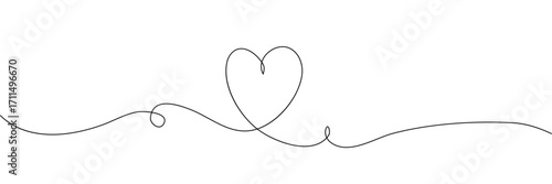Heart hand drawn. Heart continuous line drawing. Single contour heart for love design. Single lineart sketch heart. Symbol love. Simplicity sign isolated on white background. Vector illustration EPS10