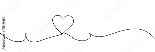Heart hand drawn. Heart continuous line drawing. Single contour heart for love design. Single lineart sketch heart. Symbol love. Simplicity sign isolated on white background. Vector illustration EPS10