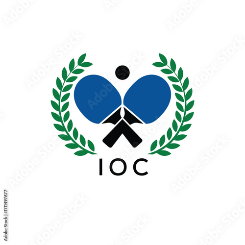 IOC Table Tennis Company logo. IOC Ping Pong Sports paddle logo design for entrepreneur and business. IOC Branding Design best icon.
