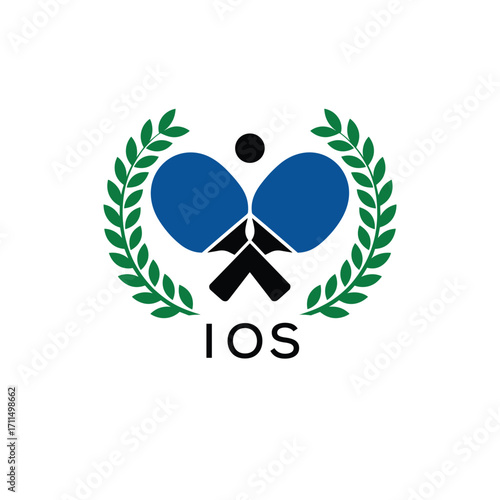 IOS Table Tennis Company logo. IOS Ping Pong Sports paddle logo design for entrepreneur and business. IOS Branding Design best icon.
