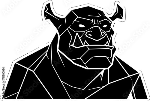 Fierce orc warrior, a powerful fantasy creature with tusks and horns, ready for battle